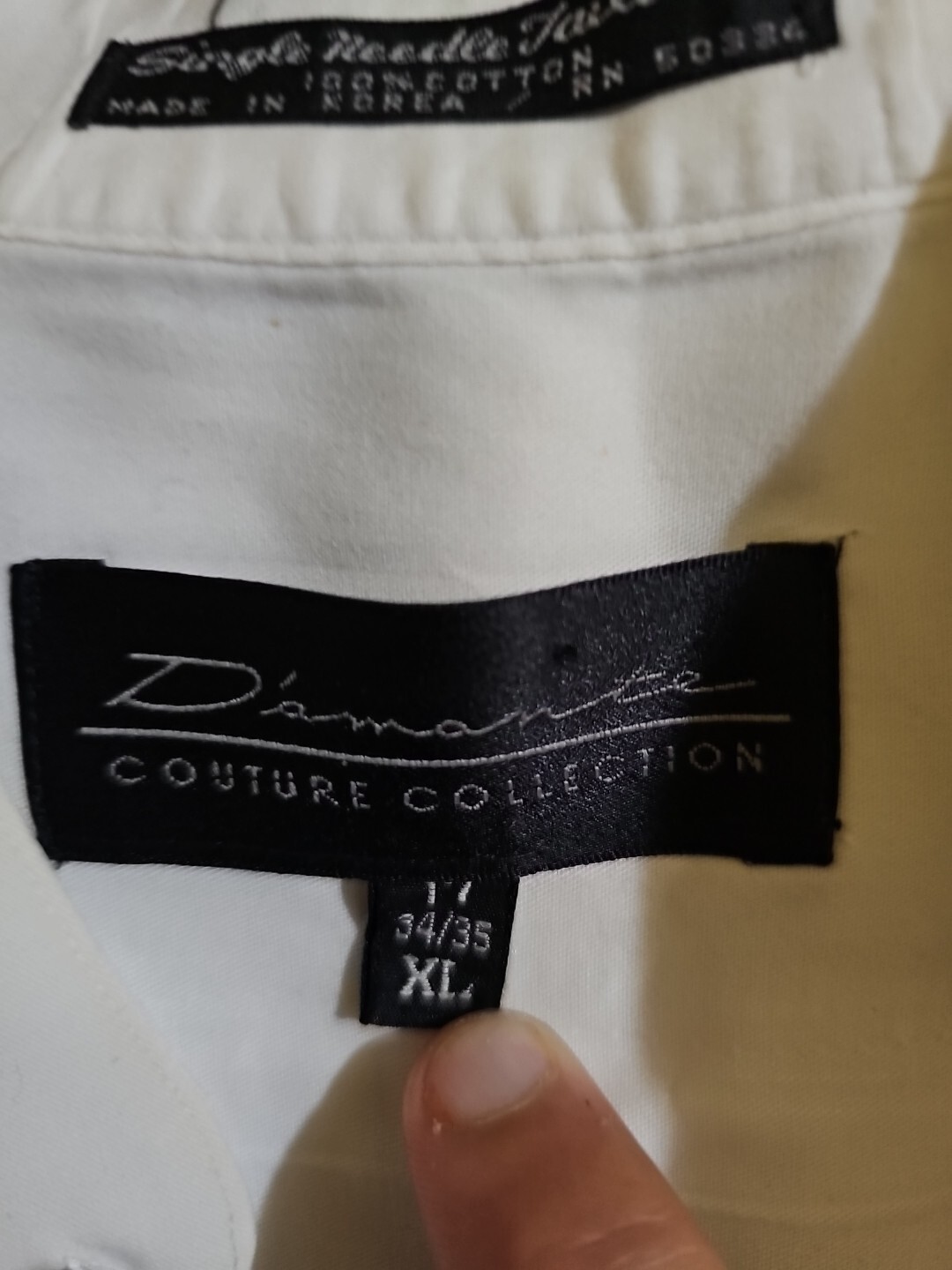 Diamante Single Needle Tailoring Contrast Collar Dress Shirt 17 34/35