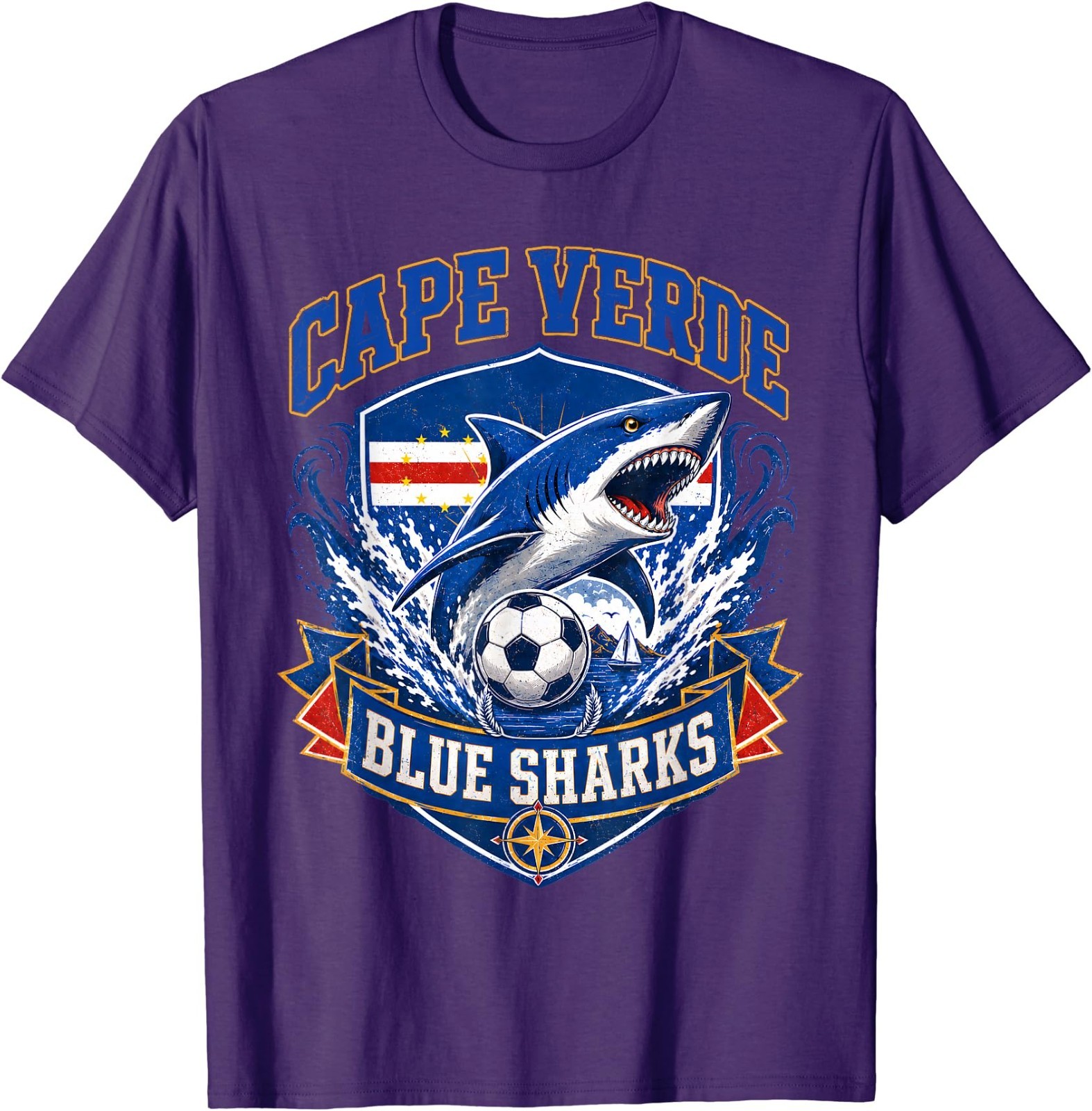 Cape Verde Flag Shark Cape Verdean Roots Cabo Verde Pride T-Shirt
