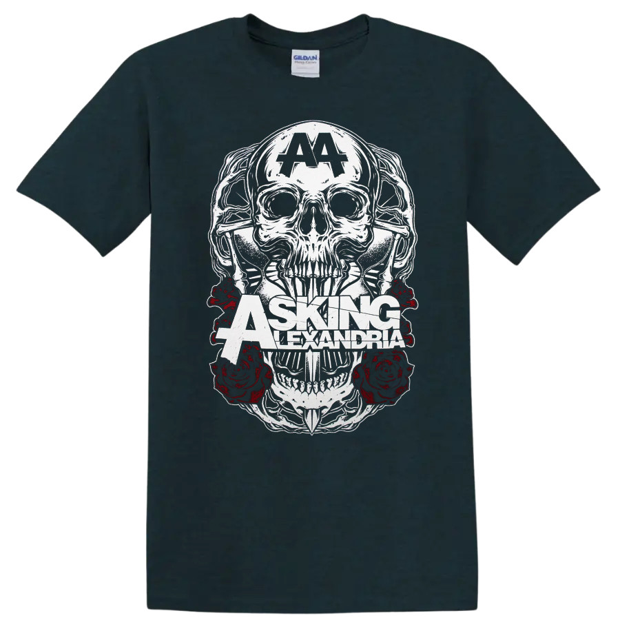 Asking Alexandria Skull Roses Rock Metal T Shirt A4 Band Tee