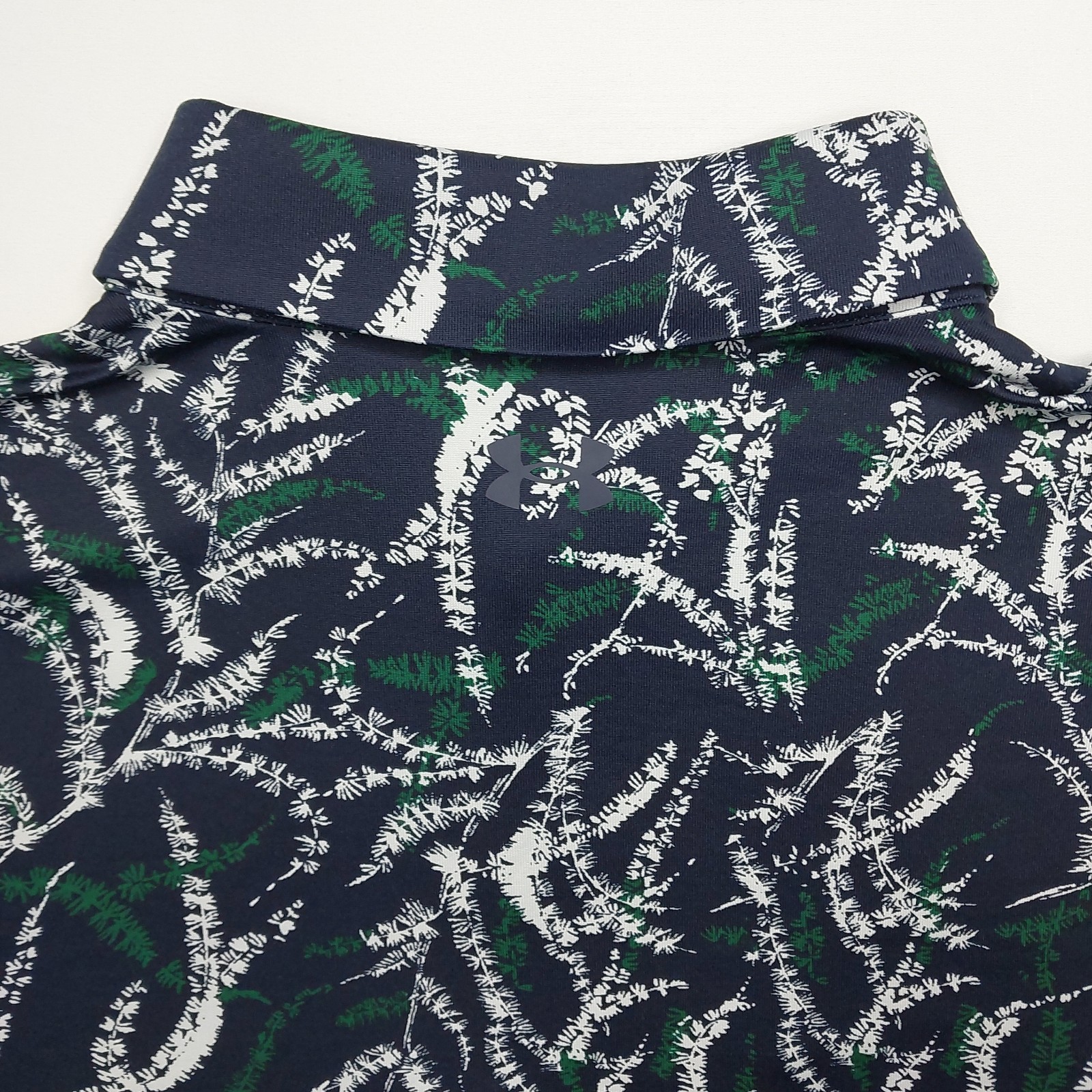 Under Armour Polo Shirt Mens Large UPF 30 Anti Odor Golf Performance Navy Jungle