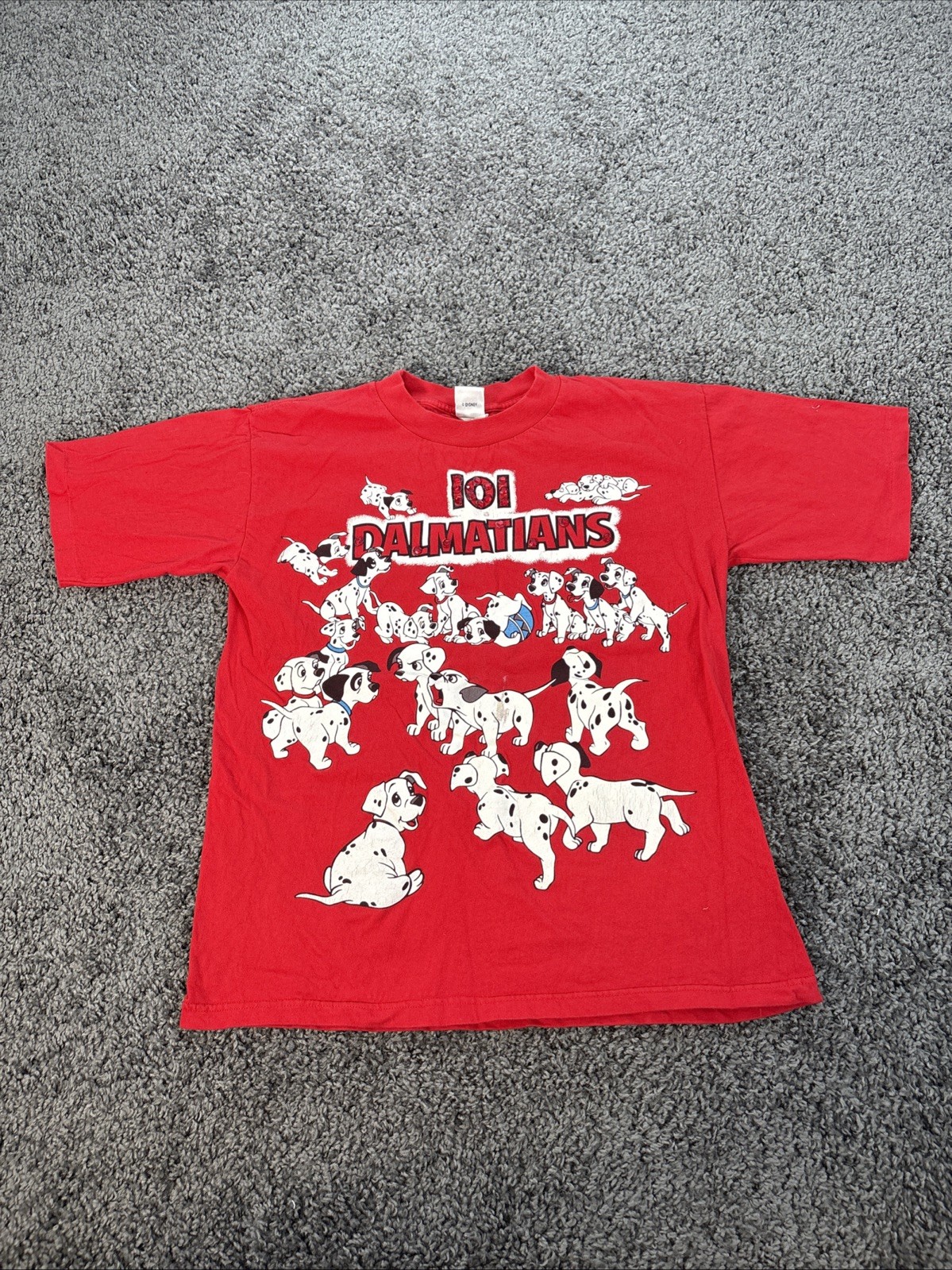 Vintage 101 Dalmatians T-shirt Men’s Alrye Disney Store Red All Over USA 90s