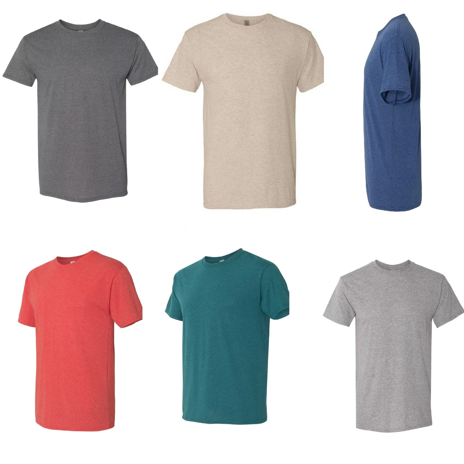 Jerzees Men’s Tri-Blend 6-Pack T-Shirts Crewneck Assorted Colors All Sizes