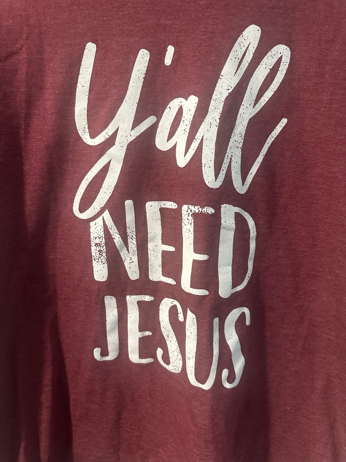 District Men’s L Red ‘Y’all Need Jesus’ Graphic Crew Neck Short Sleeve Tee