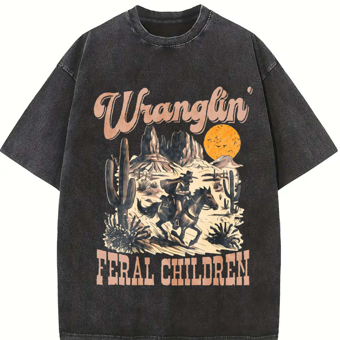 “Comfort Colors Retro Raccoon Wranglin Feral Children 90s Western Vintage Cowgir