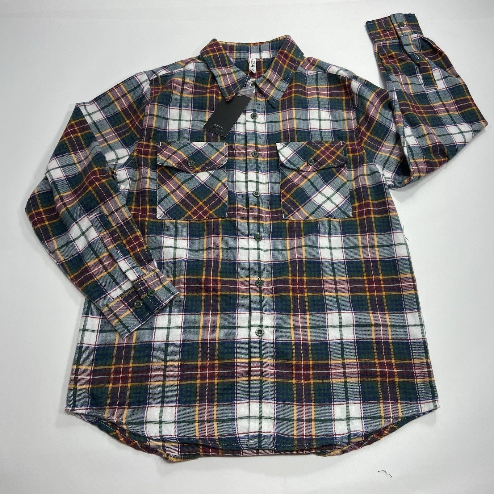 Weiv Unisex Plaid Medium Traditional Flannel Button Down Long Sleeve Shirt