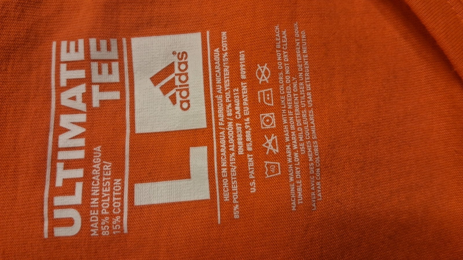 Adidas Ultimate Tee Athletic Orange V-Neck Short Sleeves Graphic Size L