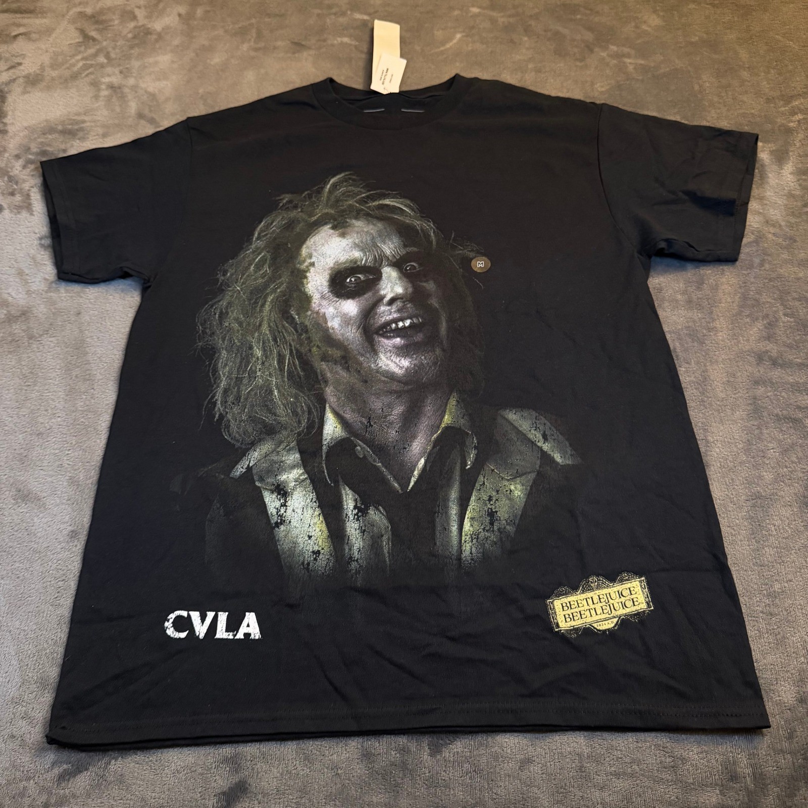 Beetlejuice Graphic T Shirt CVLA Black Movie Character Print Mens Medium NWT