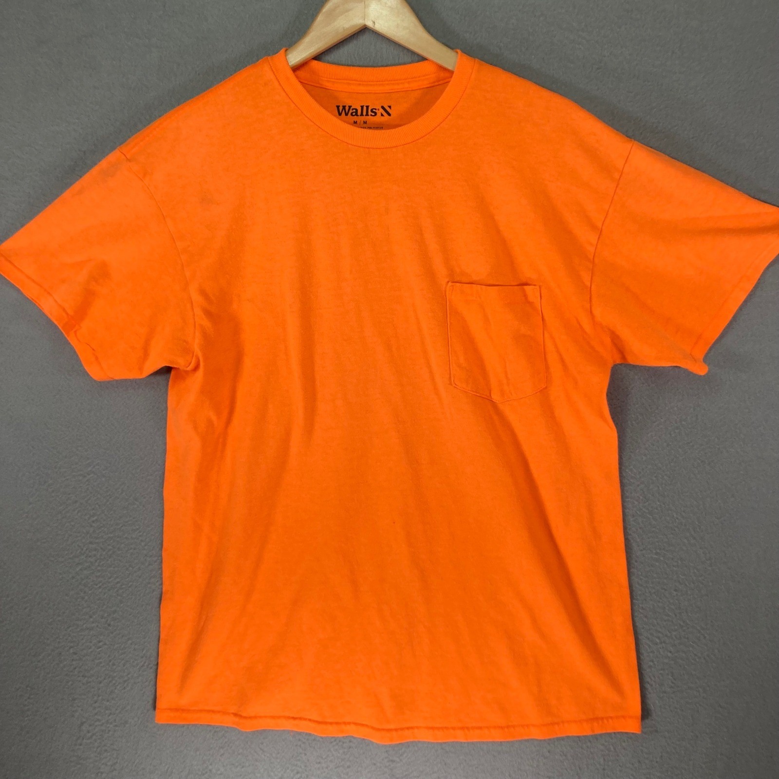 Walls Mens Medium Hi Vis Safety Pocket T Shirt Orange Workwear