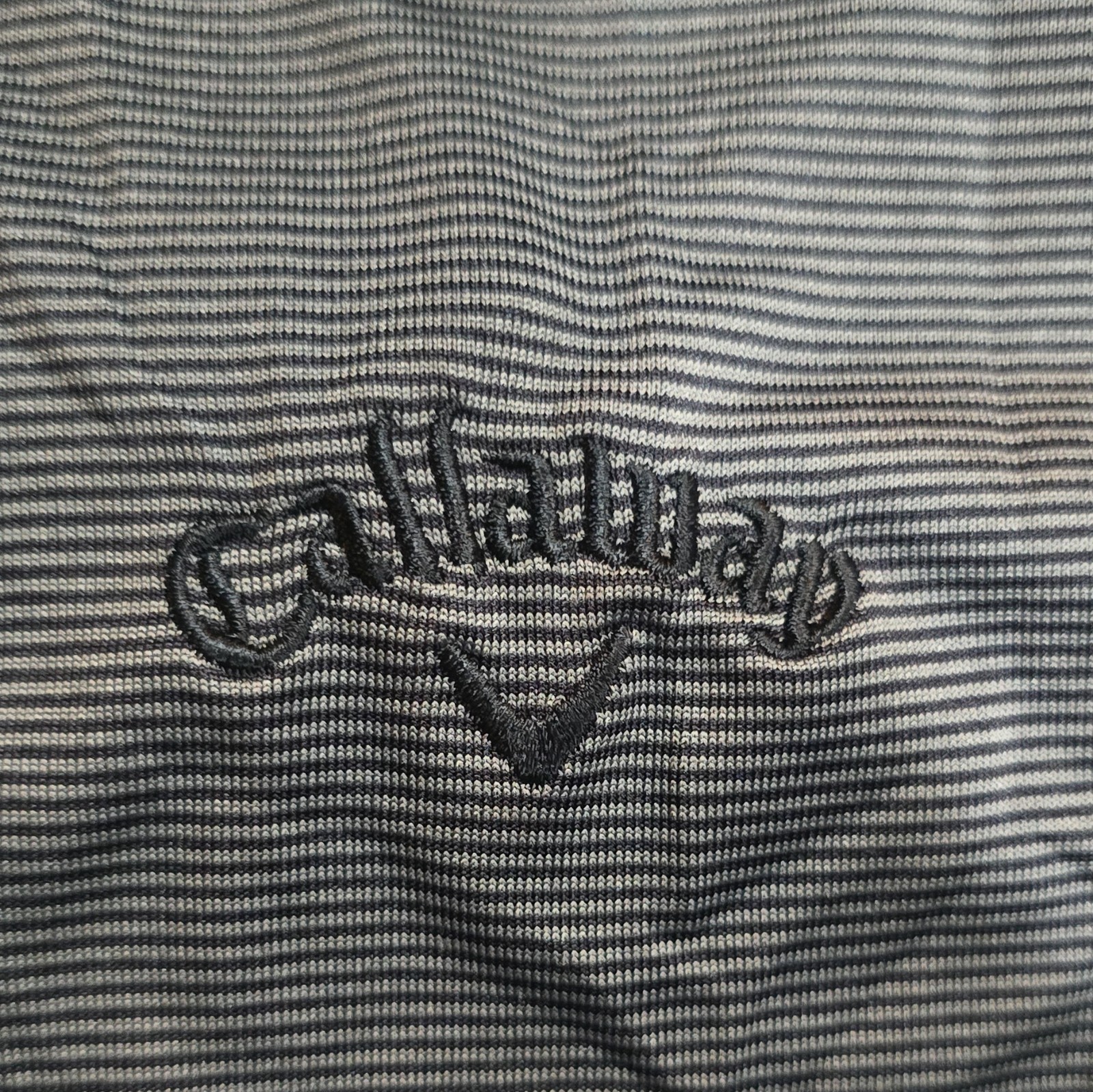 Callaway Men’s L Regular Gray Striped Polo Short Sleeve Embroidered Logo Button