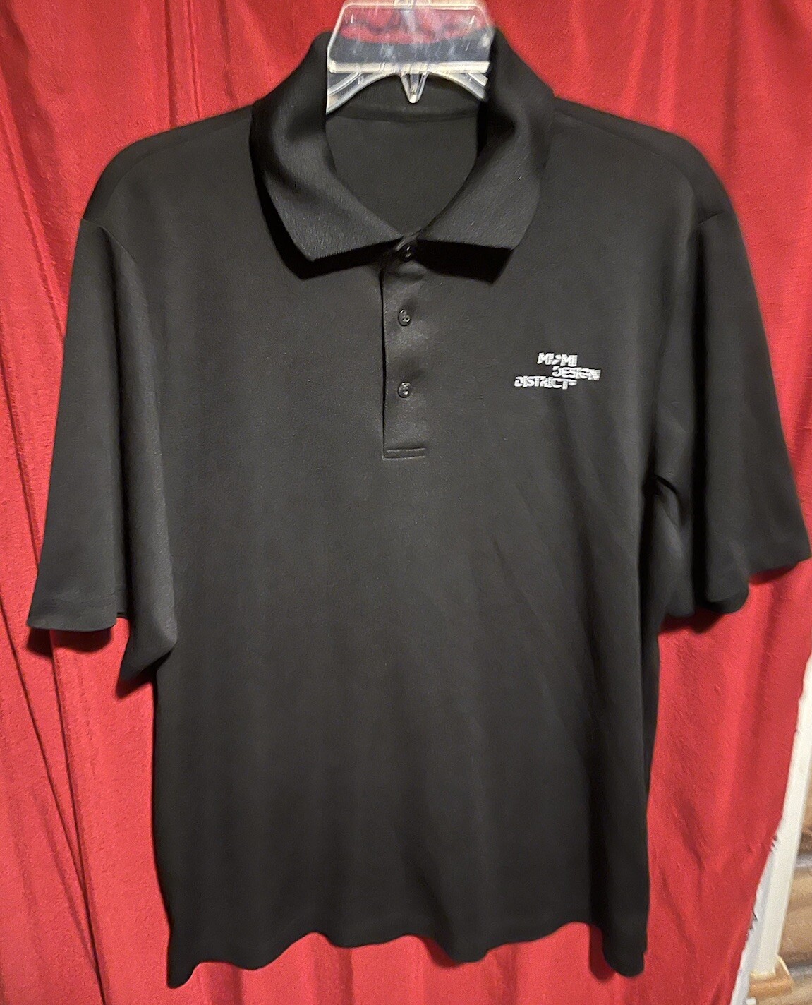 Miami Design District Black Polo Shirt Mens Size L EUC