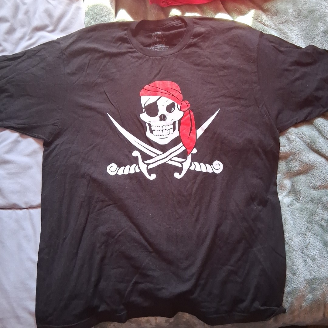 Ann Arbor Pirate Graphic Mens T-Shirts Black Size XL Pirate Print Swords Skull
