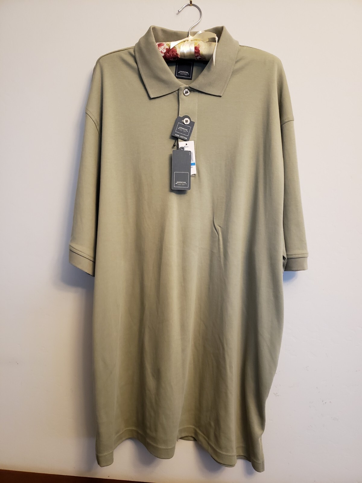 POLO SHIRT MENS ARROW COOL COTTON MACHINE WASHABLE SAGE SIZE XLT