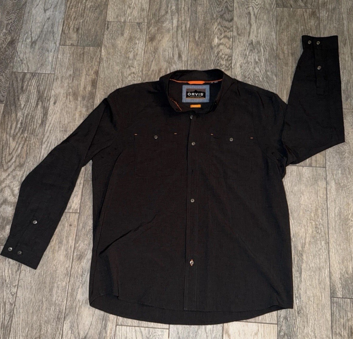 Orvis 303225 Active Fit XL Black Performance Button Shirt Hiking Fishing EUC