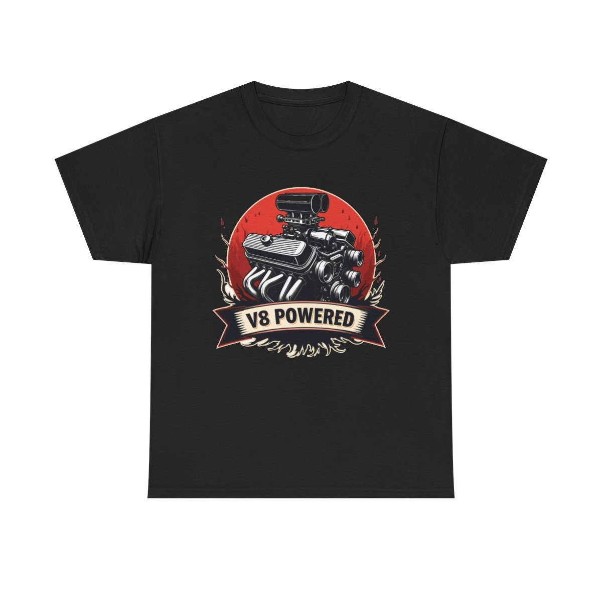 V8 Powered Muscle Engine T-Shirt Graphic Tee for Car Guys Gift