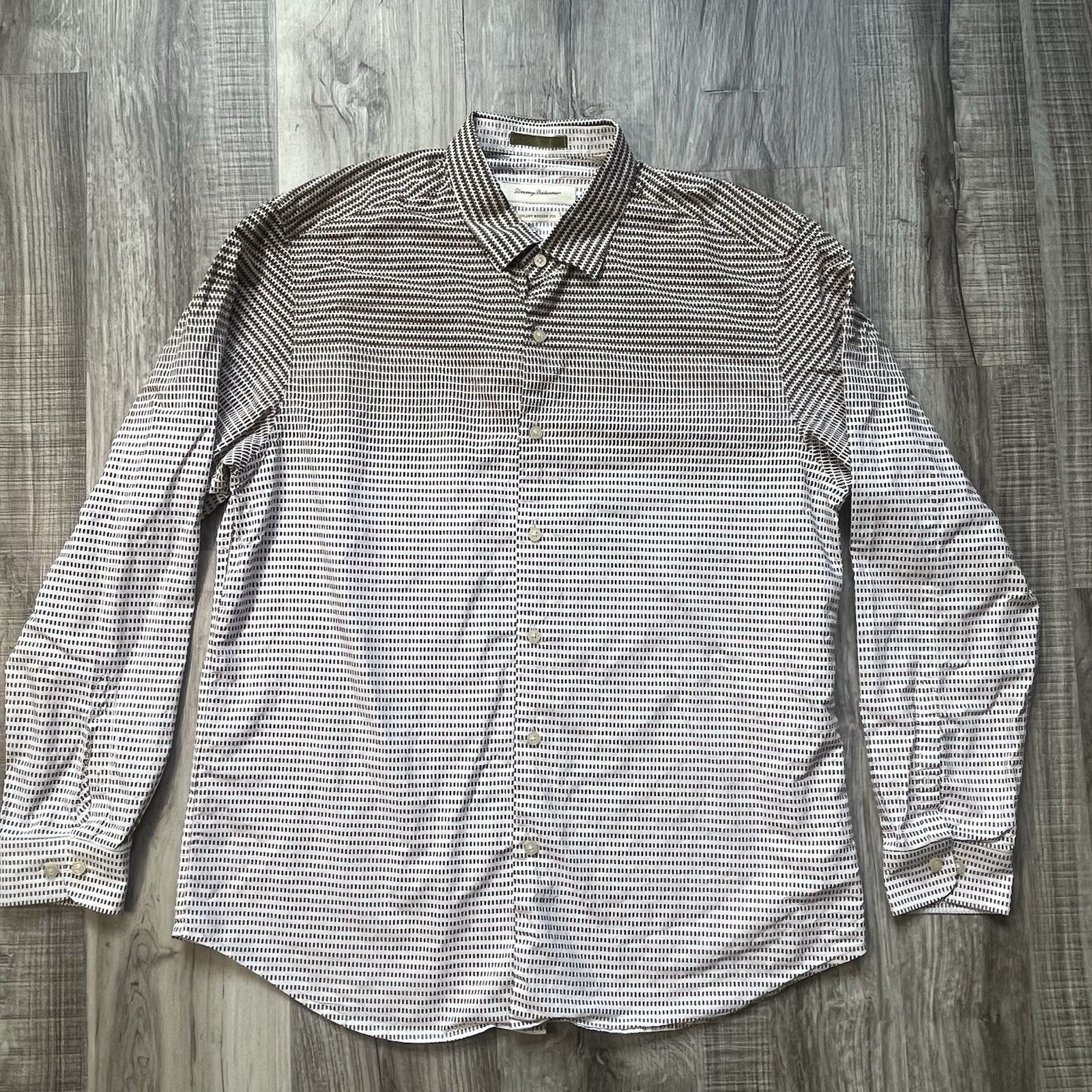 Tommy Bahama Island Modern Fit XL Button Up Ombre Pattern Cottton & Silk