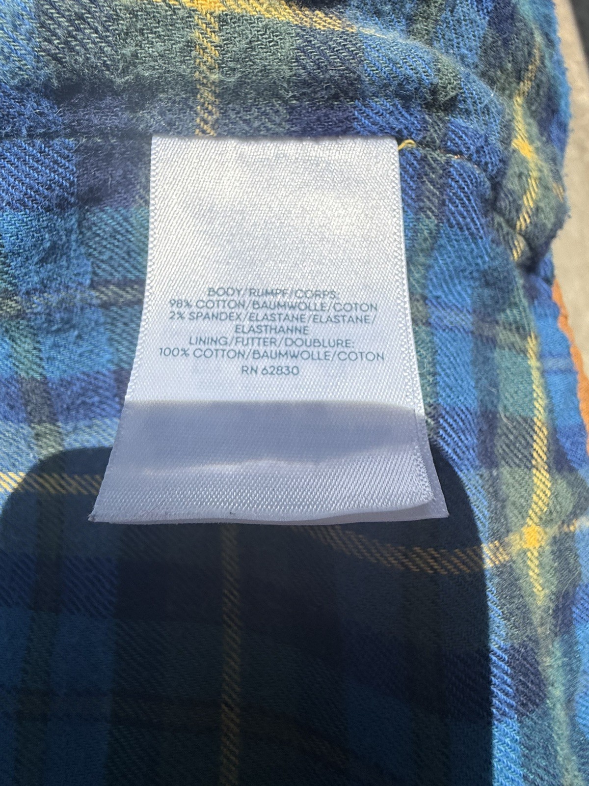 Lands’ End Men’s Flannel Button-Up Shirt Small Brown Blue Plaid Long Sleeve