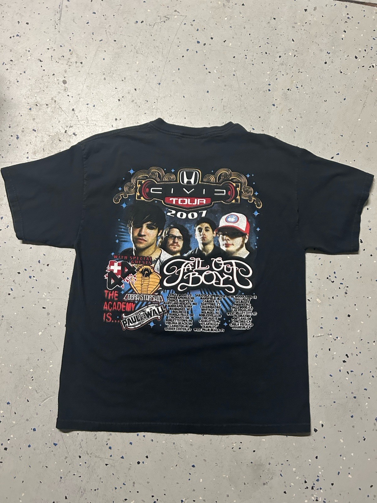 Delta Pro Weight Fall Out Boy Civic Tour 2007 Black L Double-Sided T-Shirt