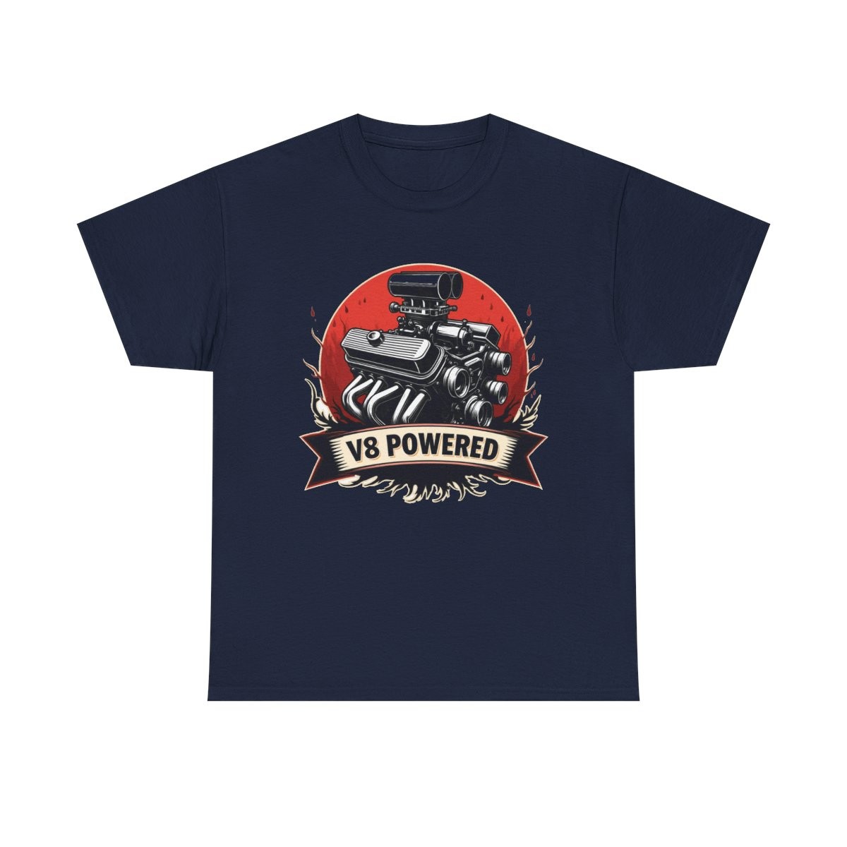V8 Powered Muscle Engine T-Shirt Graphic Tee for Car Guys Gift