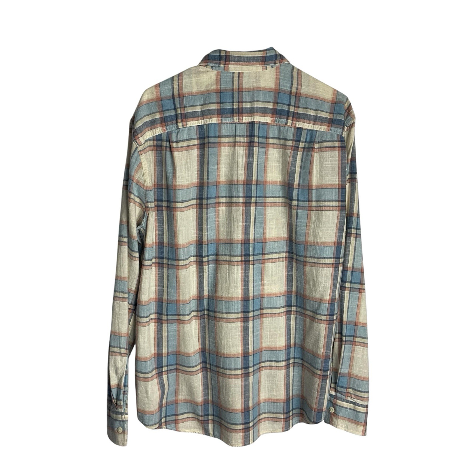American Eagle Outfitters Mens Super Soft Shirt L Blue Pink Plaid Easter Spring