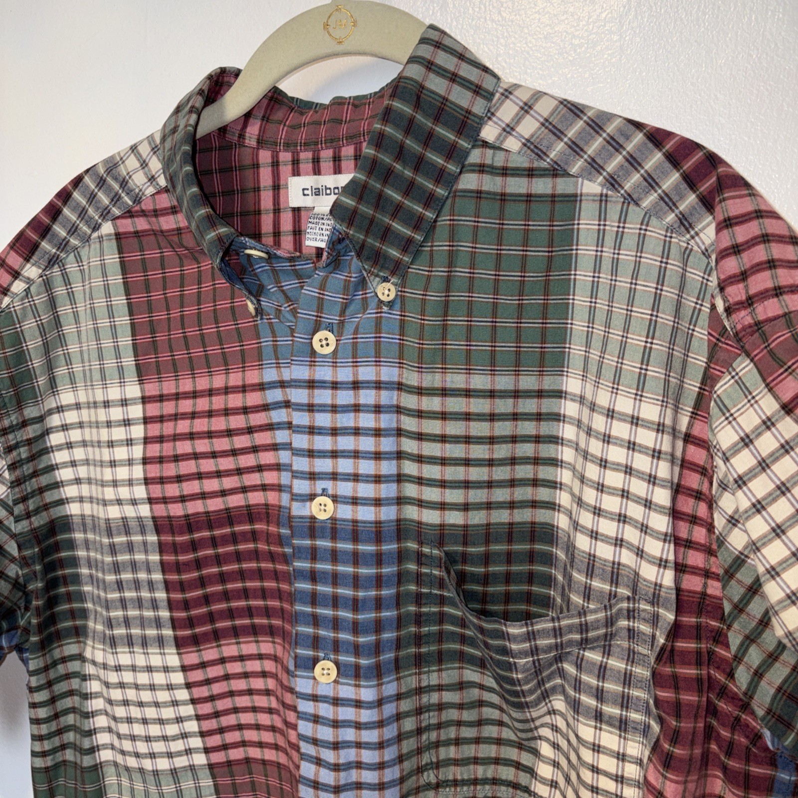 New no Tags size L Button Up Collard Plaid Multi color