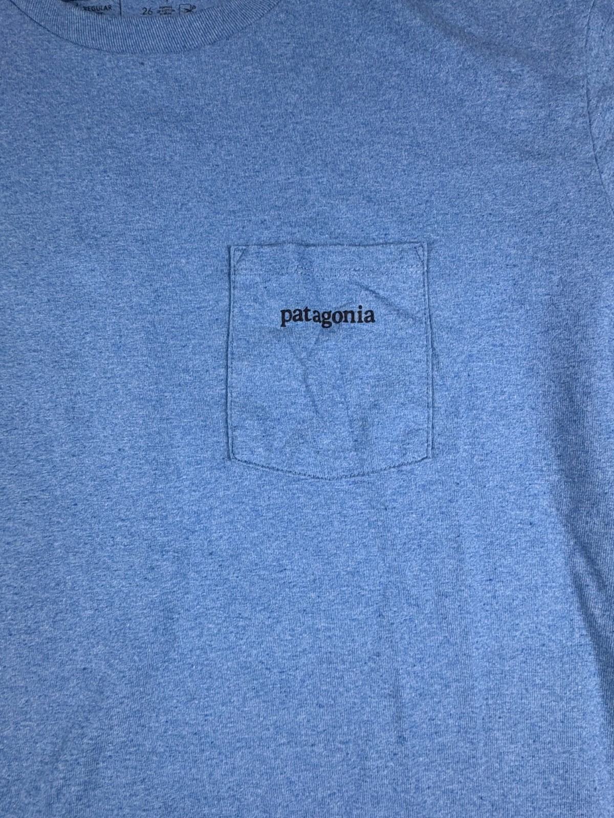 Patagonia T-Shirt Men Large Blue Heathered Short Sleeve Pocket Responsibili-Tee