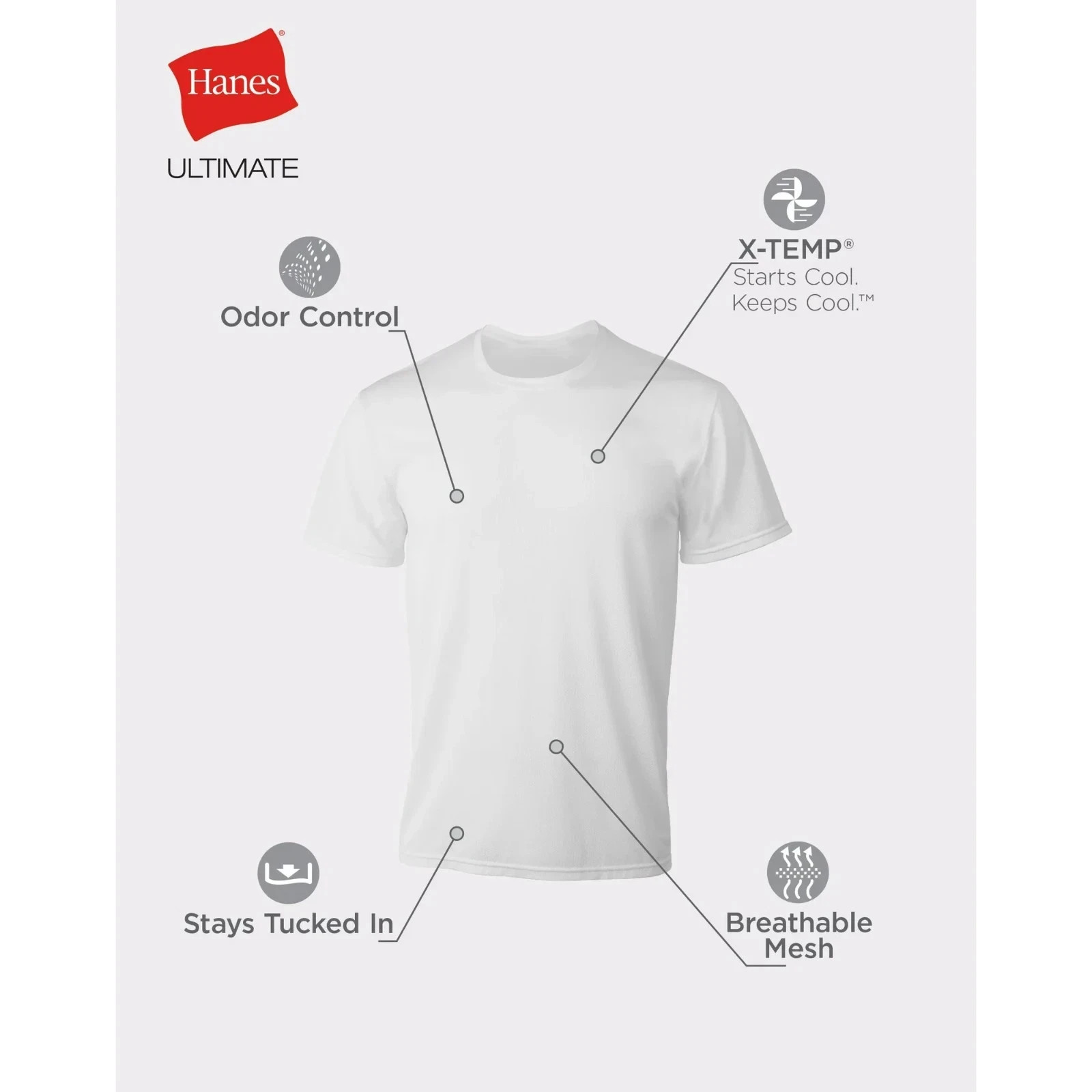 Hanes® Ultimate® Men’s 4-Pack X-Temp BREATHABLE Mesh V-neck Tee “TAGLESS®