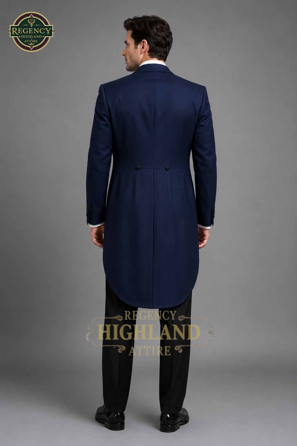 Men’s Navy Blue White Tie Tailcoat Tuxedo – Formal Evening Dress Suit