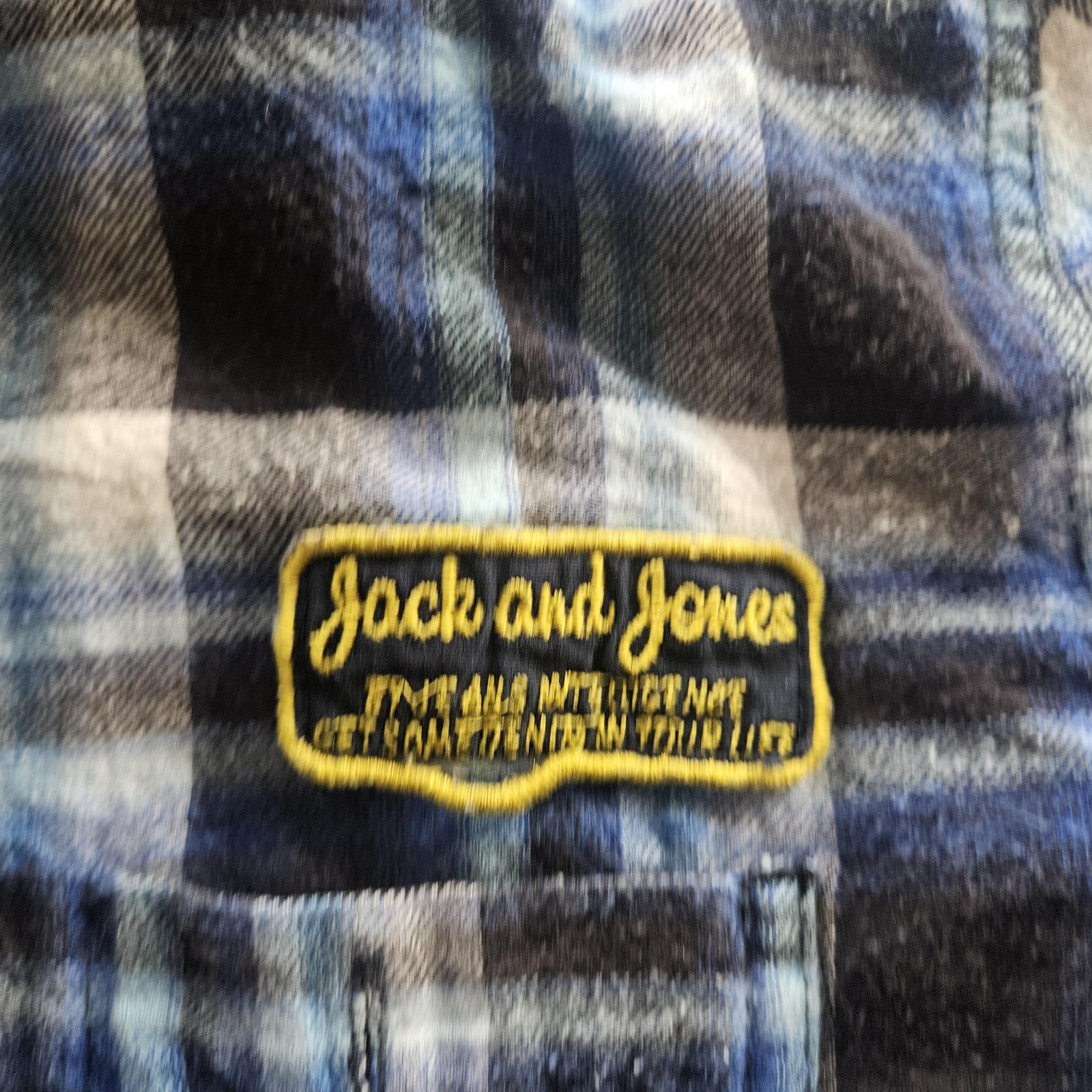Jack & Jones Shirt Mens Small Blue Plaid Button Front Jeans Intelligence Flannel