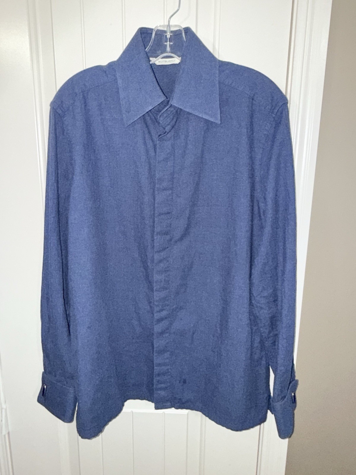 Suitsupply Shirt Mens 15 3/4-16 Slim Fit Blue Button Up Egyptian Cotton 40