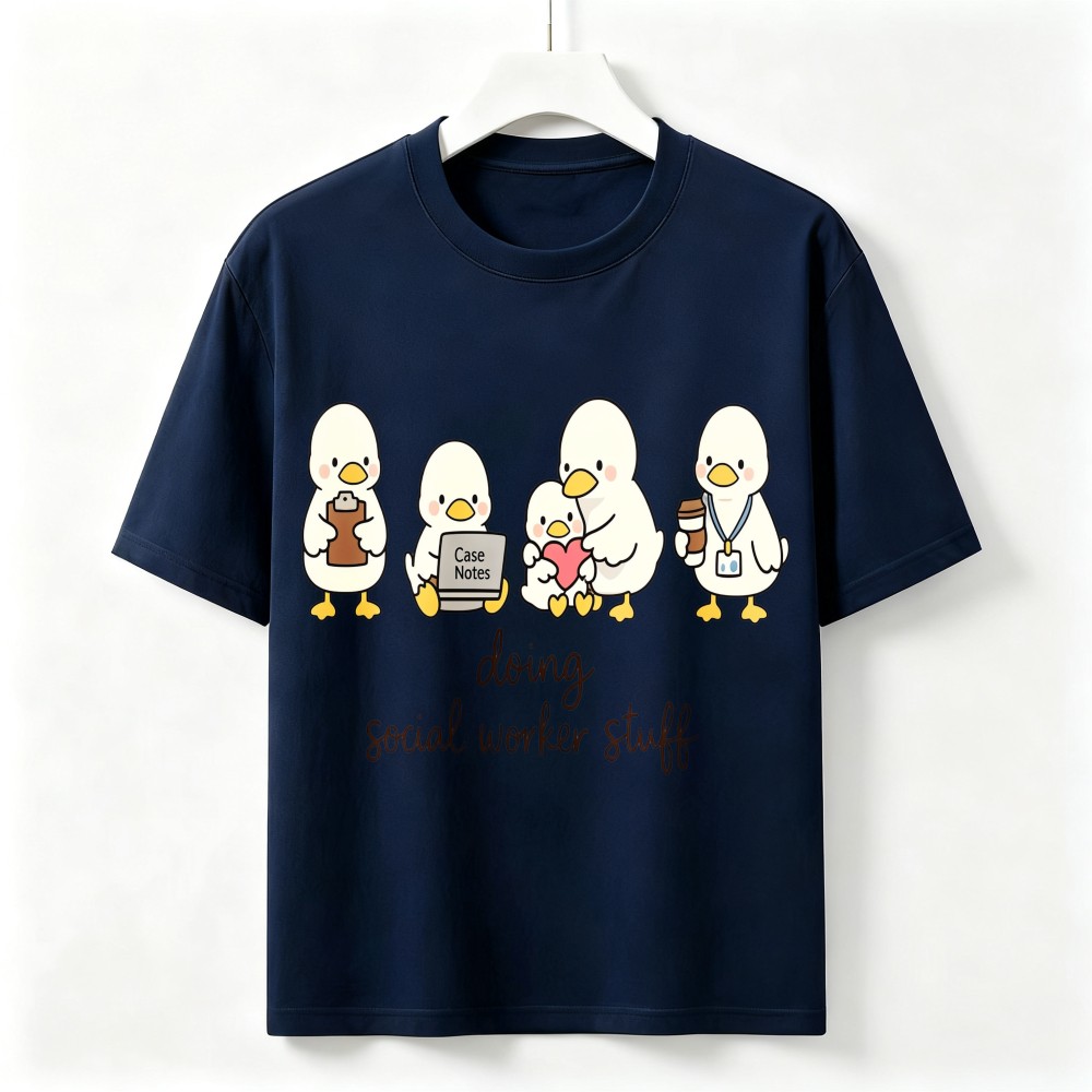 Cute Duck Social Worker Graphic T‑Shirt, Doing Social Worker Stuff Unisex Tee