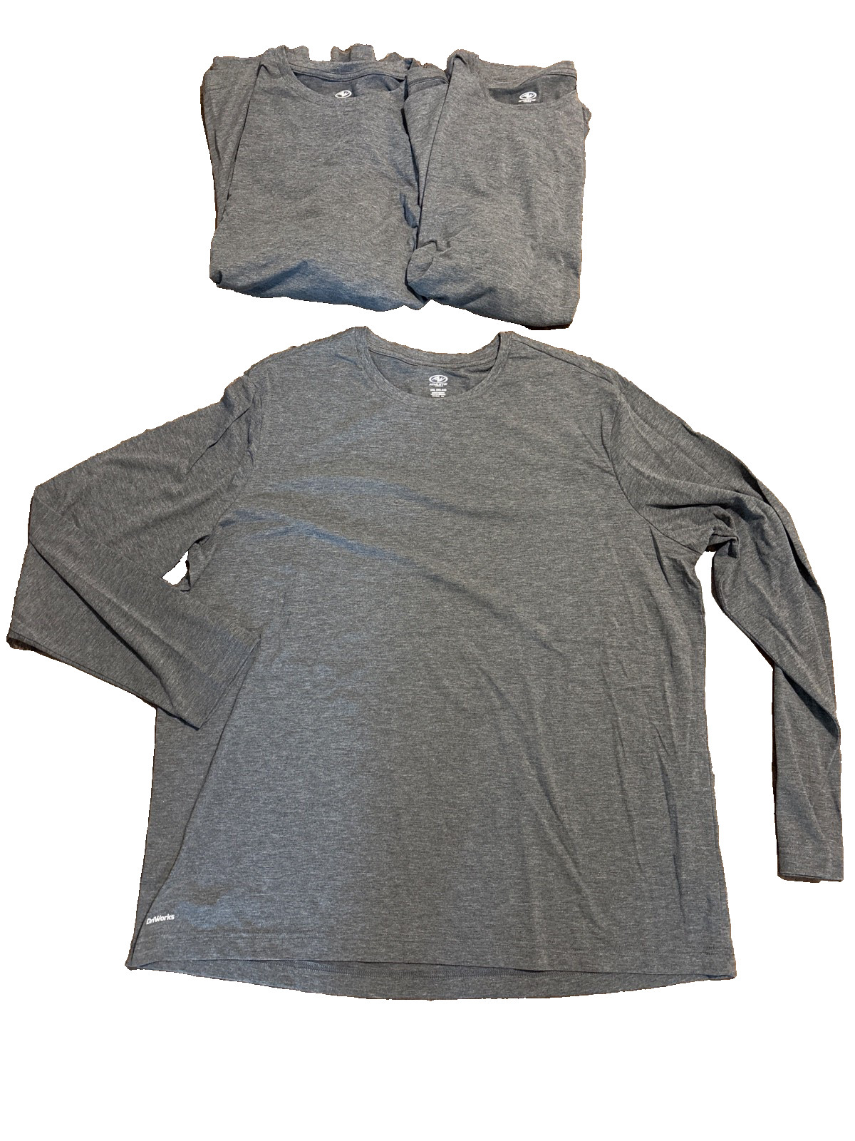 THREE (3) t shirt blanks 2XL – GRAY long sleeve cotton polyester rayon blend