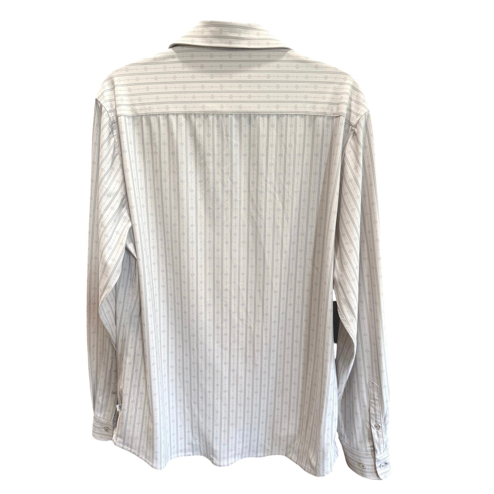 7 Diamonds Beau 4-Way Stretch Performance Shirt Mens Large Gray Diamond Stripe