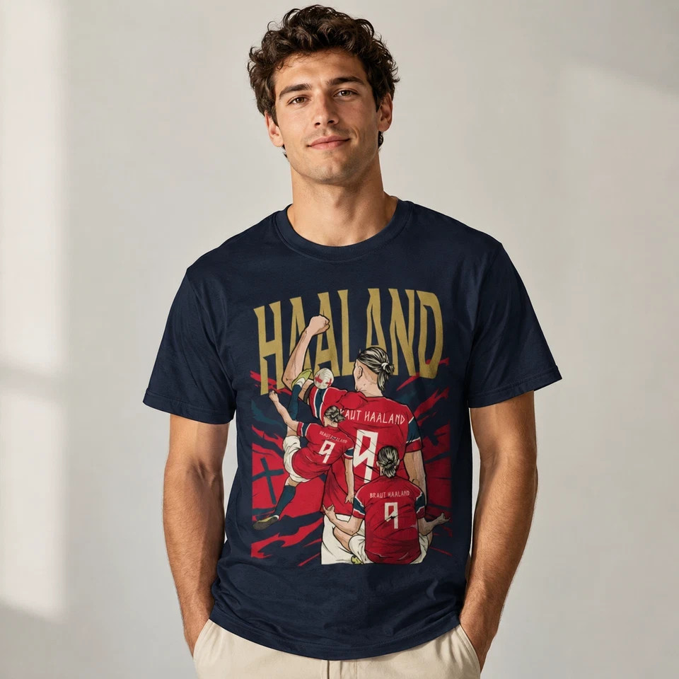Erling Haaland Norway Soccer Striker Graphic Football Fan Tee Shirt Gift