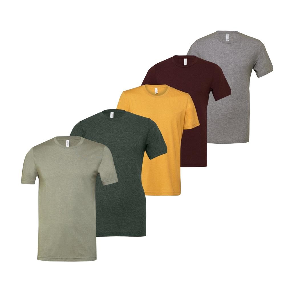 5 Pack Bella Canvas Mens Heather T Shirts Short Sleeve Crew Neck Tees Large C4