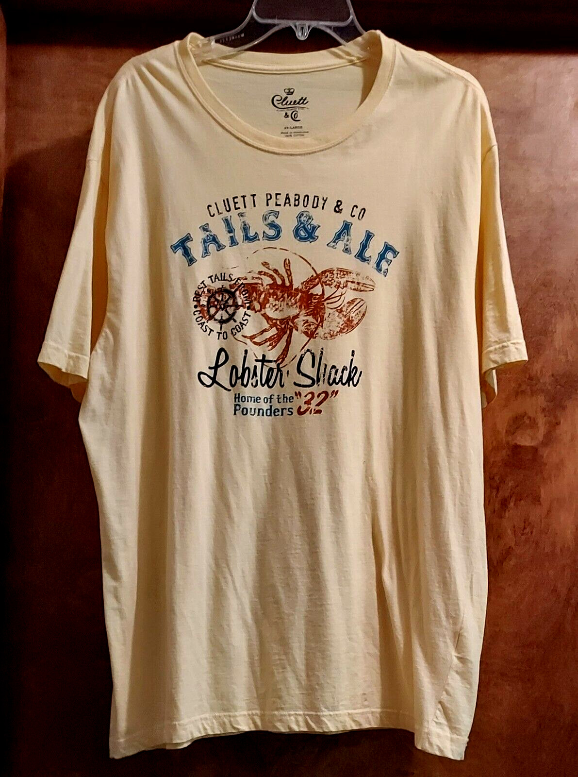 Cluett, Peabody & Co. Men’s SS, Crew-Neck Tee, Sz 2XL, Soft Cotton, Light Yellow