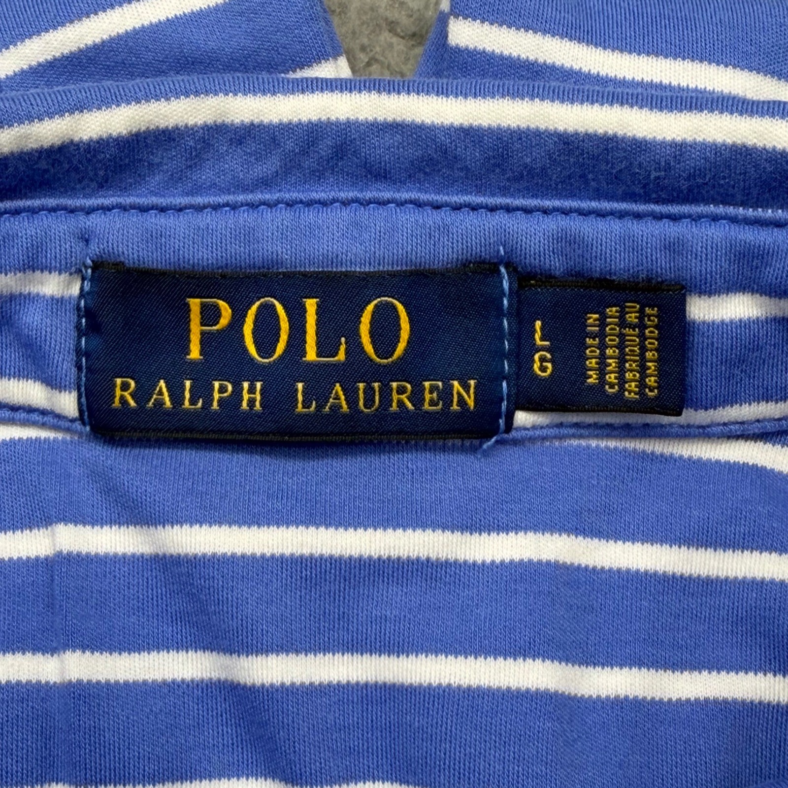 Polo Ralph Lauren 7107093 Mens Large Royal Blue White Striped S/S Polo Shirt 180