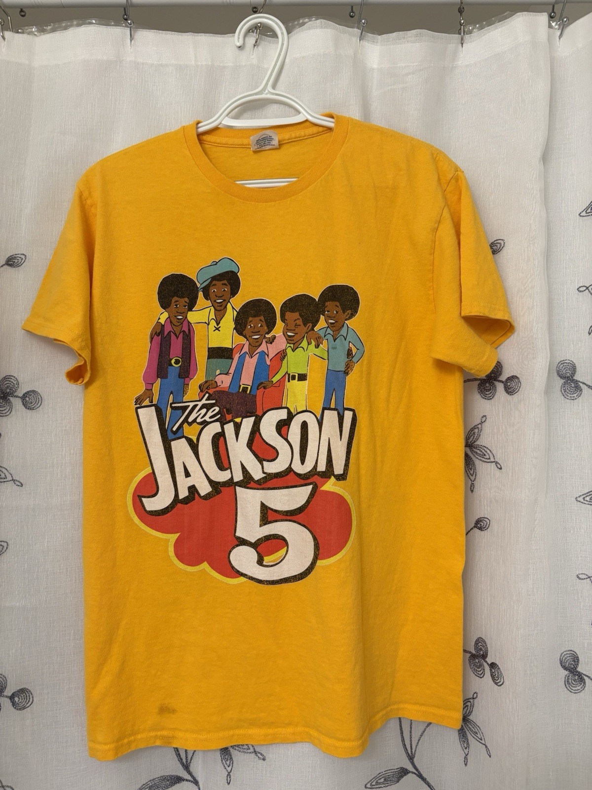 Delta Pro Weight The Jackson 5 Graphic T-Shirt M Yellow Cotton Crew Neck