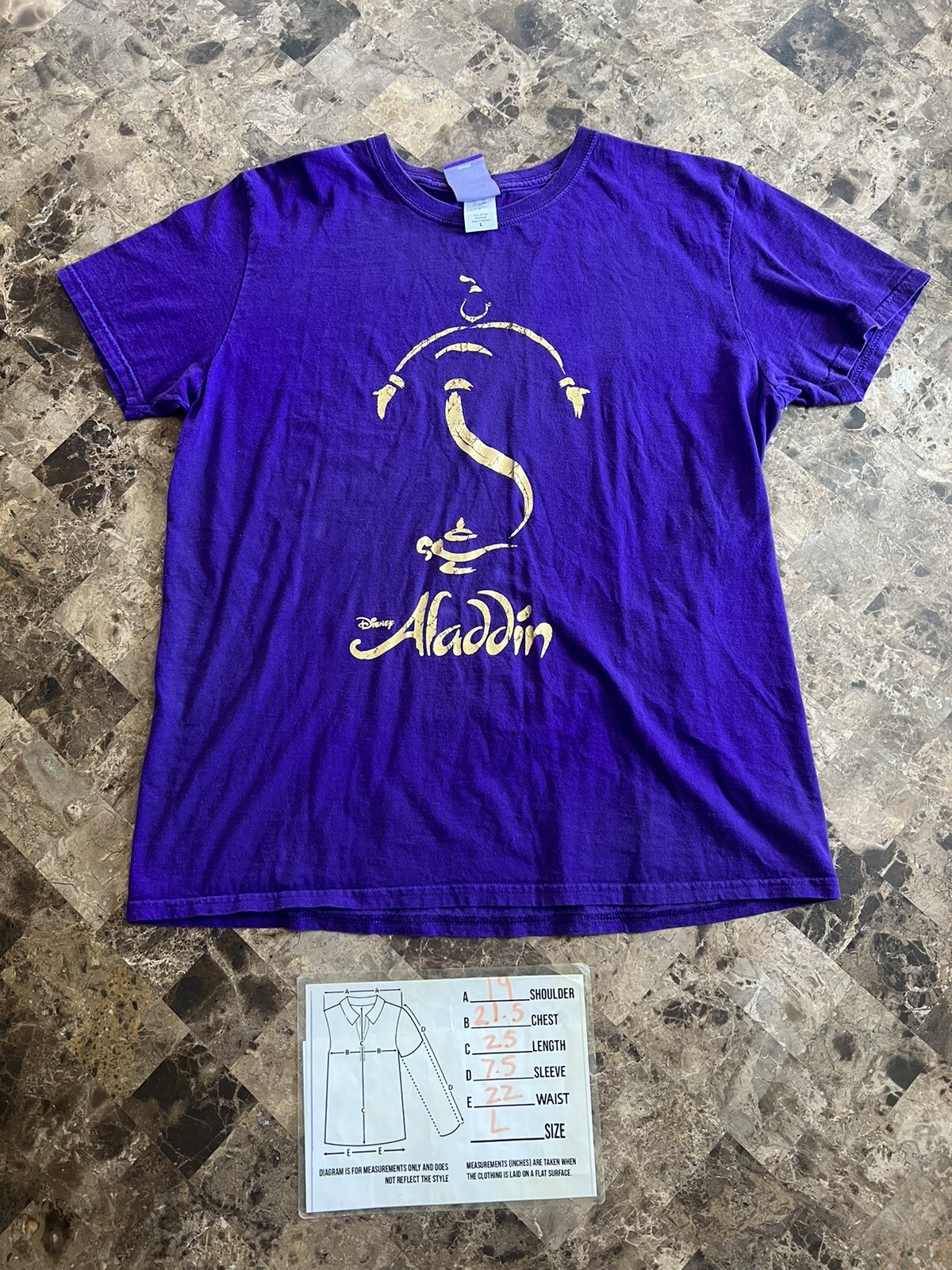official Disney’s Aladdin Purple & Gold Logo T-shirt adult size Large