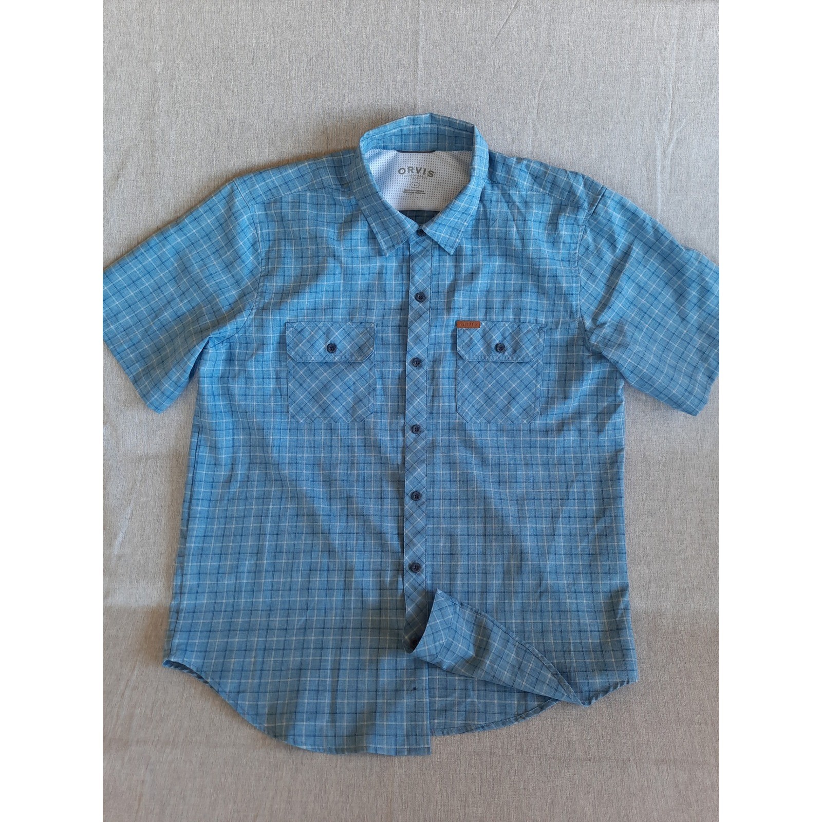 Orvis Classic Collection Men Large Outdoor Button Shirt Plaid Pocket Vent Mesh