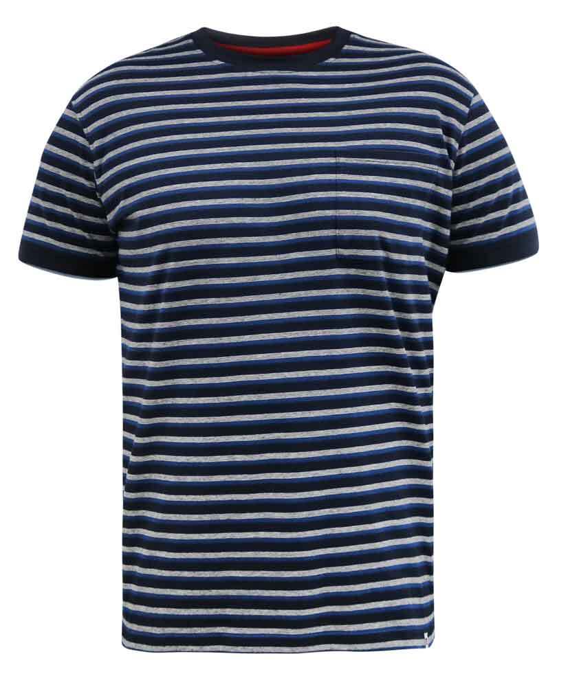 D555 Duke Big Mens Jacquard Stripe T-Shirt Navy 2XL 3XL 4XL 5XL 6XL (601301)