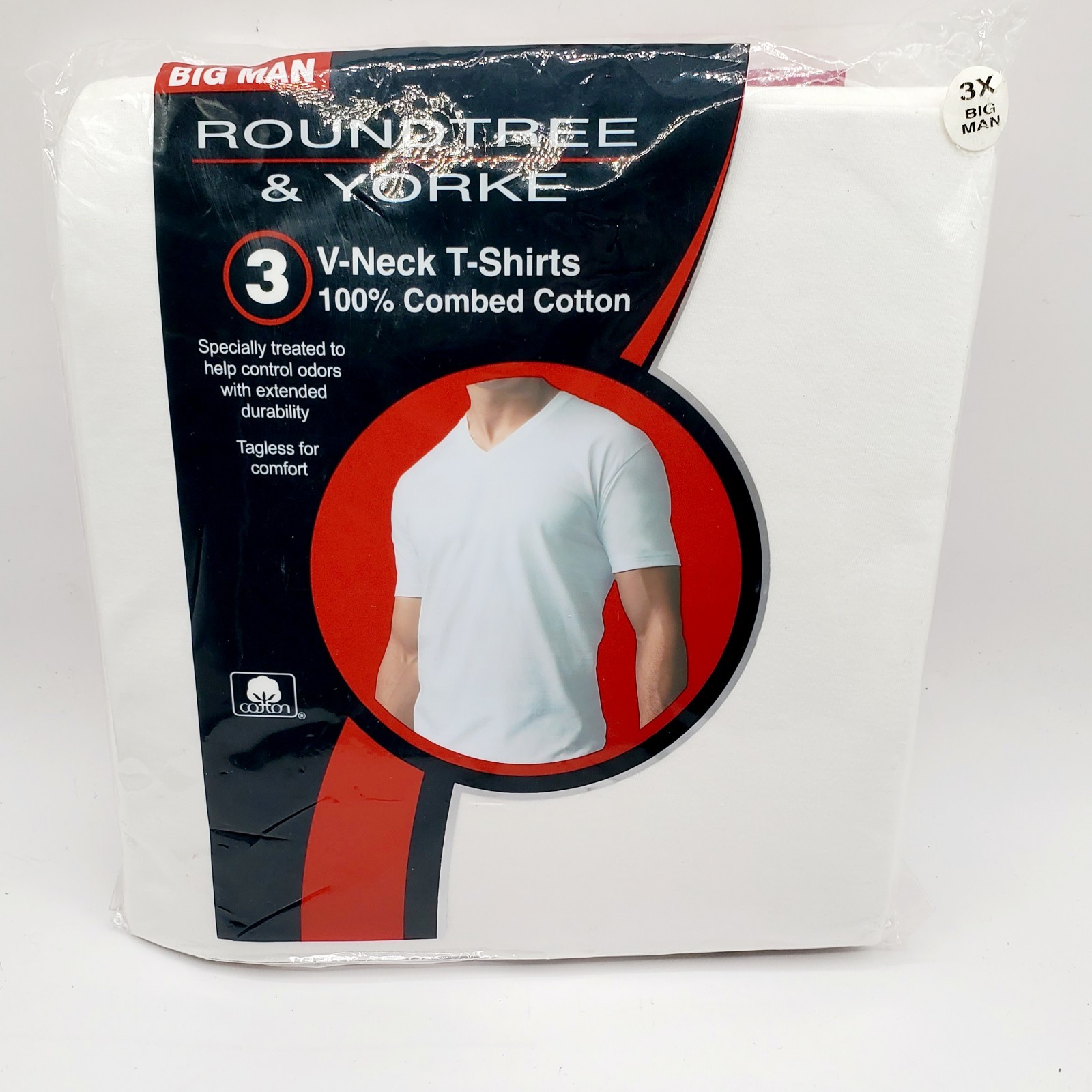 Roundtree & Yorke V Neck T Shirt 3 Pack Size 3X Mens 100% Combed Cotton XXXL