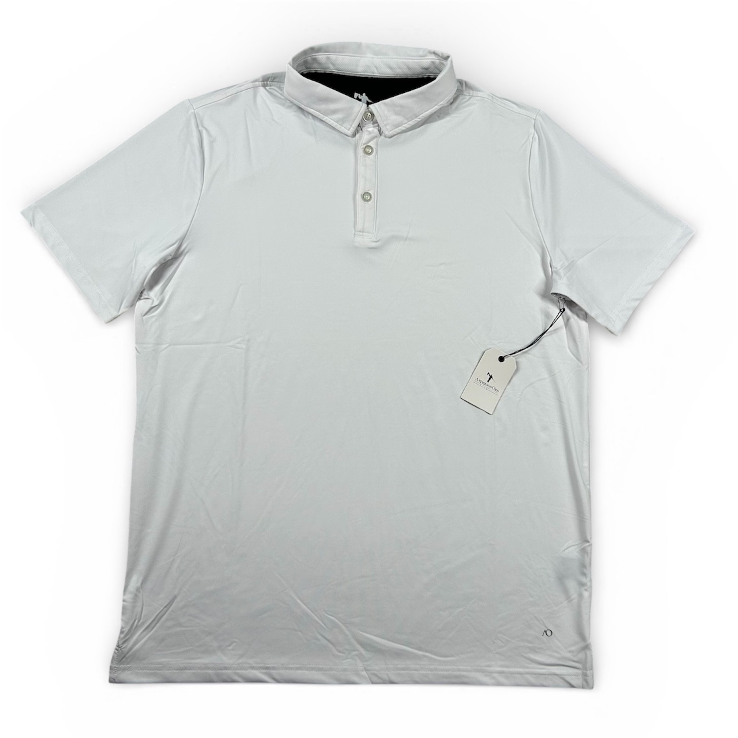 Anderson Ord Shirt Mens L Golf Polo Gamer Solid White Performance Wicking UPF