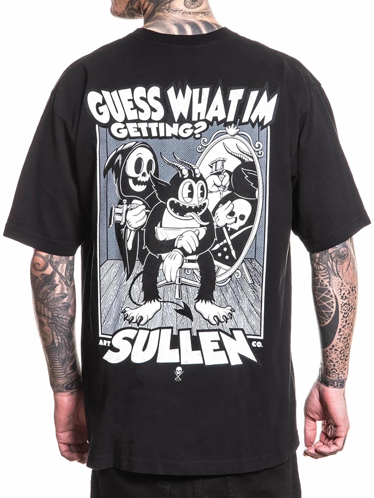 Sullen Men’s Guess What Short Sleeve Standard T-shirt Cartoon Tattoo Style Tee