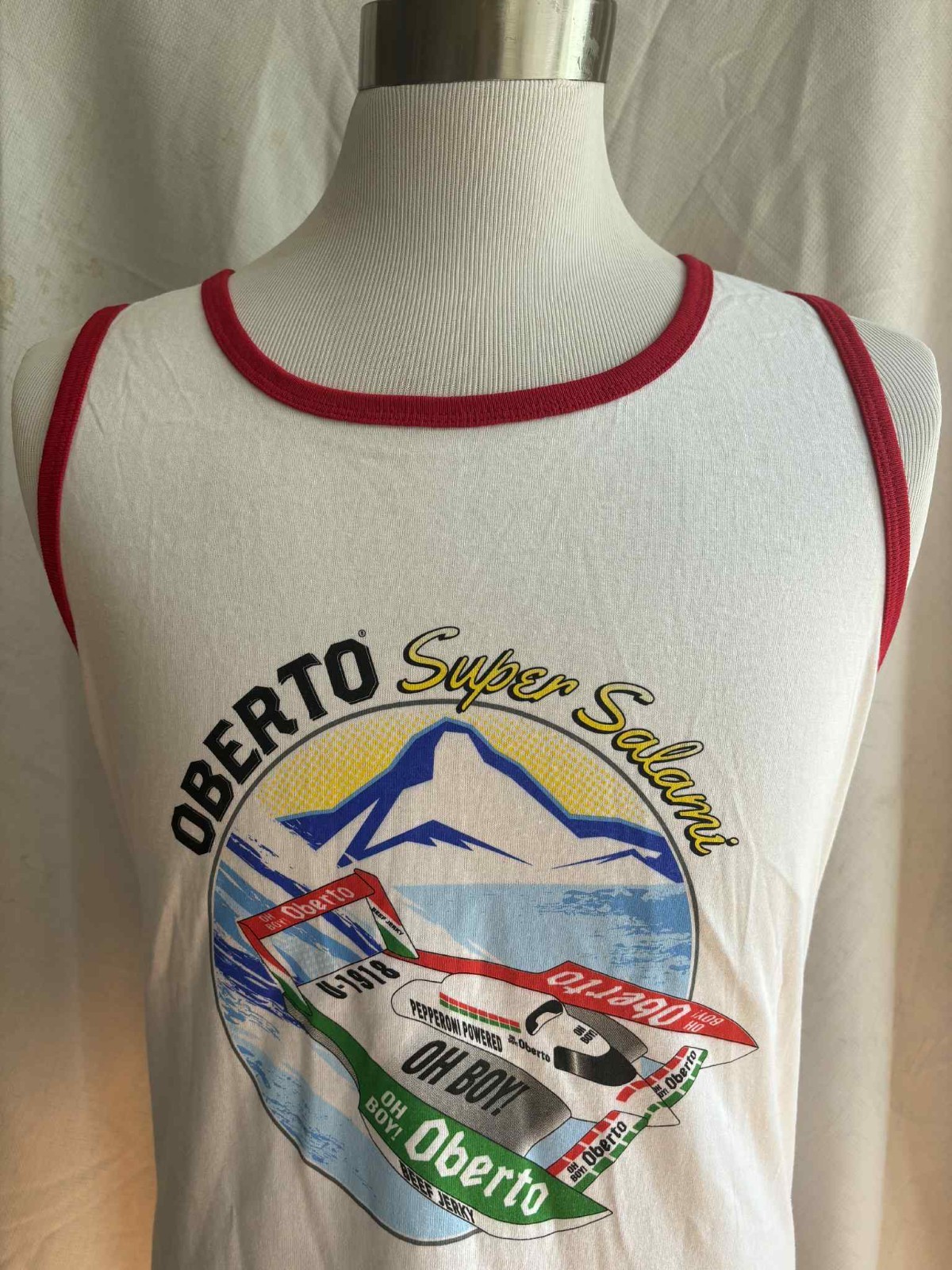 NEW Oberto Super Salami Shirt L – Beef Jerky Hydroplane Racing Tank Top HTF 🥩