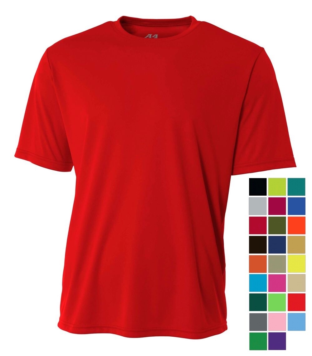 A4 3142 Poly Cooling Tee, Lot of 175+, 26 colors, sizes S,M,L,XL,2XL,3XL,4XL