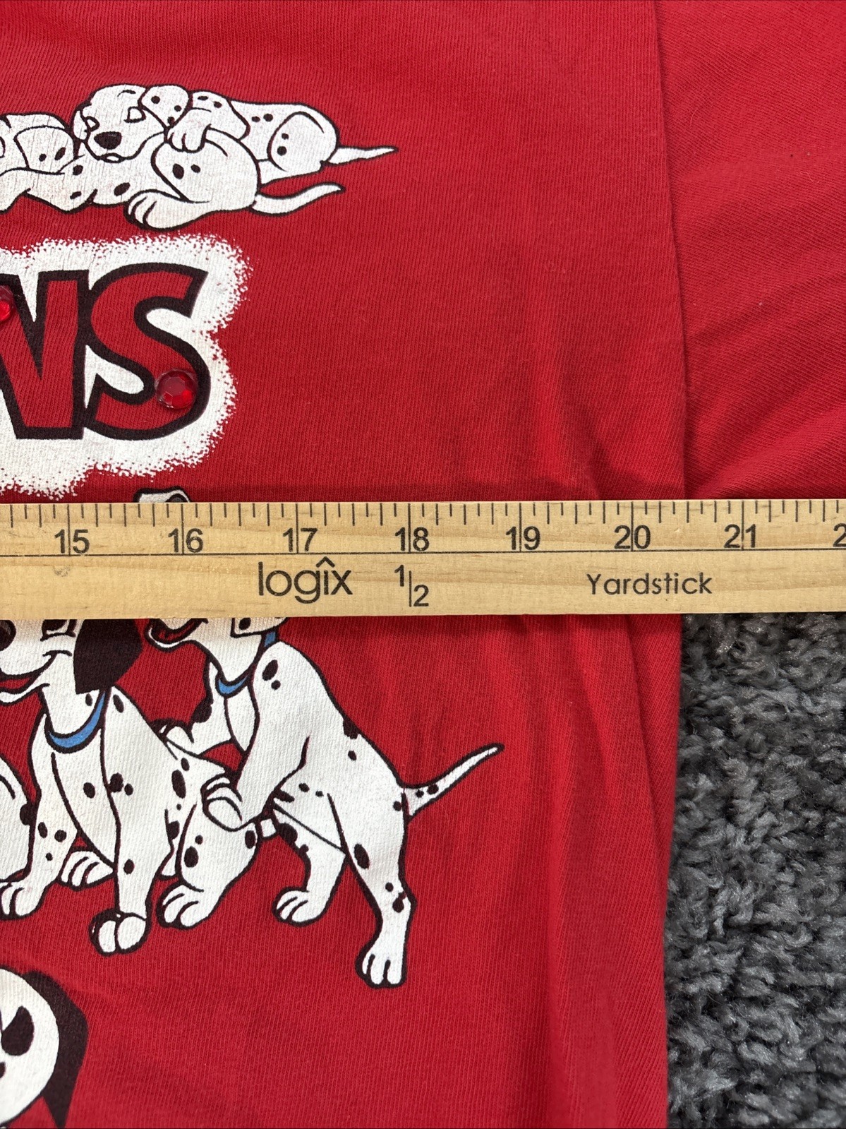 Vintage 101 Dalmatians T-shirt Men’s Alrye Disney Store Red All Over USA 90s