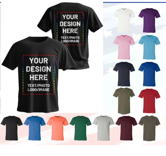 Custom T-Shirt Men’s Design Your Own Front Back Print Personalized Tee