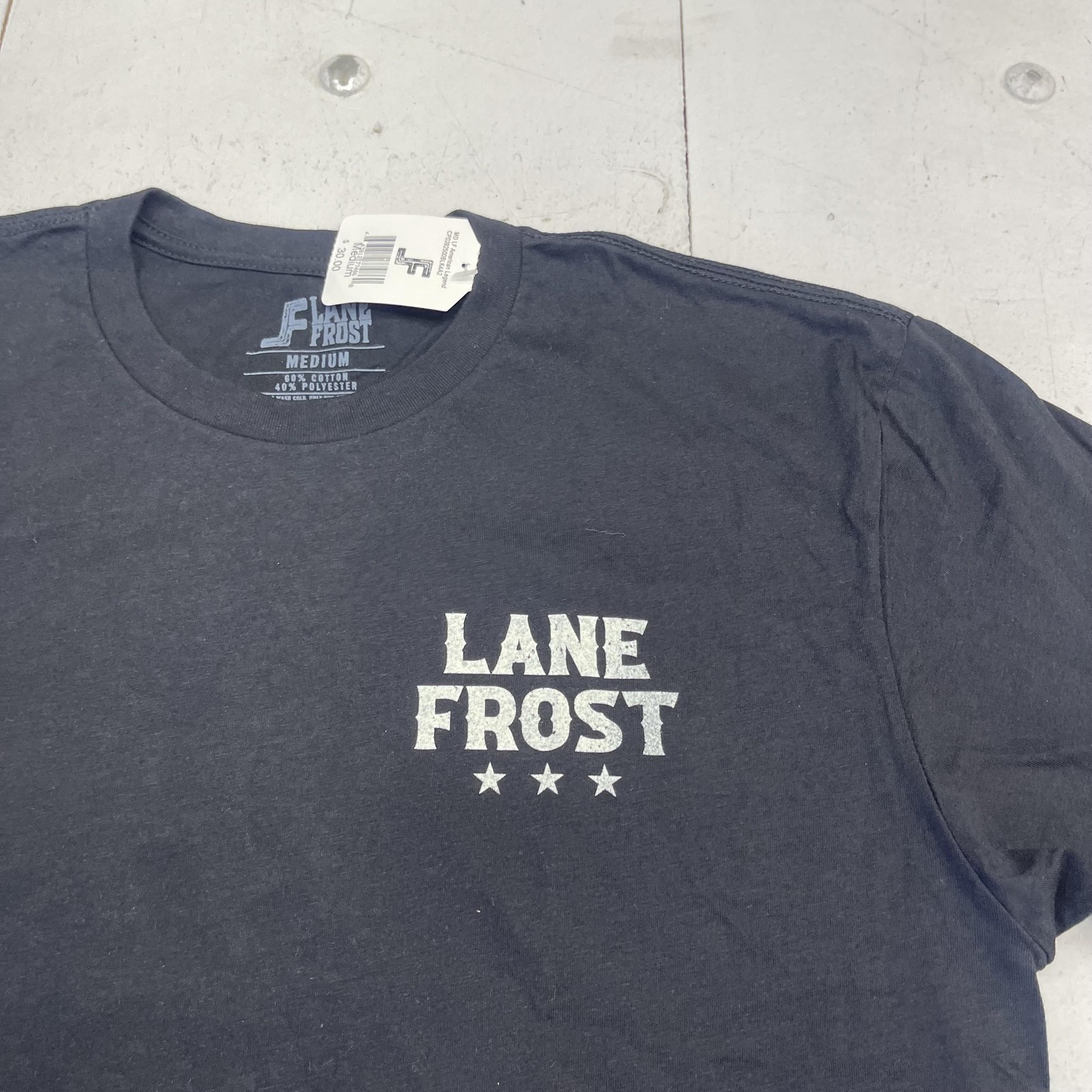 Lane Frost Shirt Mens Medium Black America Forever Graphic Tee Rodeo Patriotic