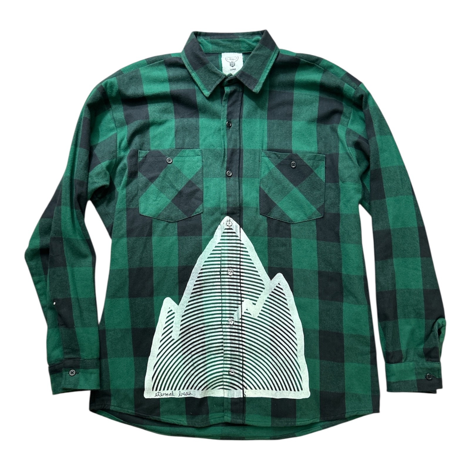 Eternal Beau Shirt Jacket Mens L Plaid Flannel Green Black Shacket Lumberjack