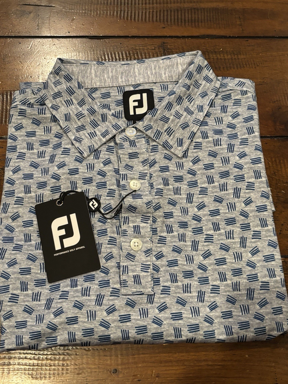 NWT FootJoy Mens Sketched Print Lisle Golf Shirt Polo Iron Grey Size Large